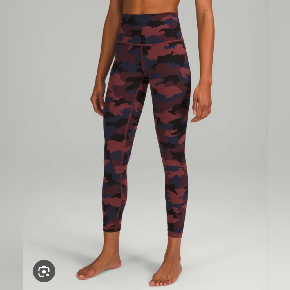 Lululemon Wunder Under High Rise 25" Heritage 365 Camo Smoky Red Night Sea Multi